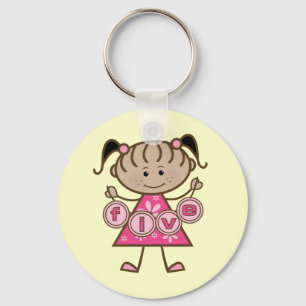 Little Girl 5th Birthday Tshirts and Gifts Keychain