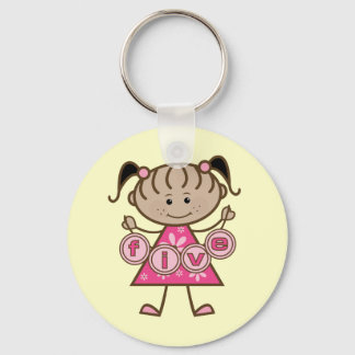 Little Girl 5th Birthday Tshirts and Gifts Keychain