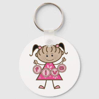 Little Girl 5th Birthday Tshirts and Gifts Keychain