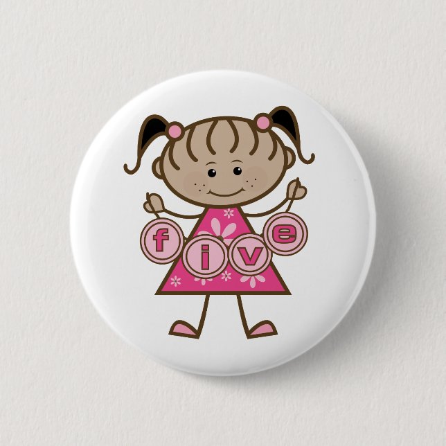 Little Girl 5th Birthday Tshirts and Gifts Pinback Button (Front)