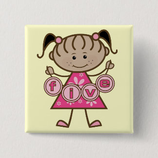 Little Girl 5th Birthday Tshirts and Gifts Pinback Button