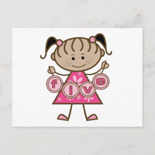 Little Girl 5th Birthday Tshirts and Gifts Postcard