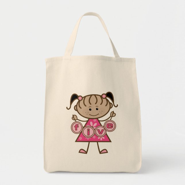 Little Girl 5th Birthday Tshirts and Gifts Tote Bag (Front)