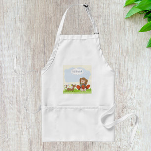 Little Girl and Brown Dog Best Friends Adult Apron