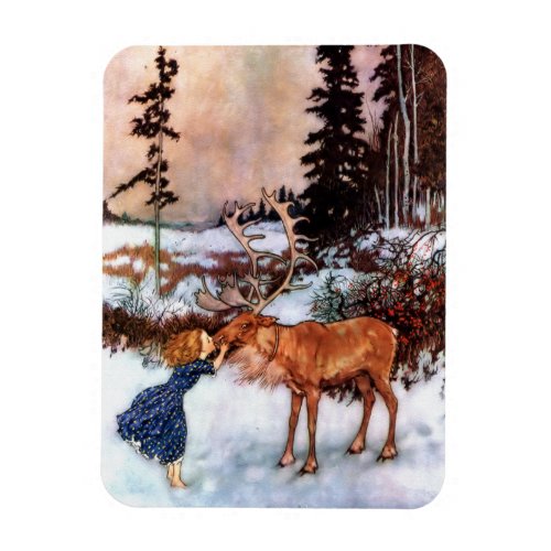 Little Girl and Moose Magnet