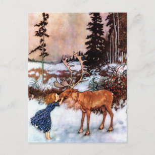 Little Girl and Moose Postcard