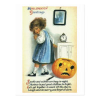 Little Girl and Pumpkin Postcard