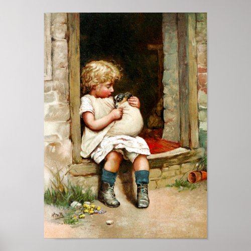 Little Girl and Sick Puppy Poster