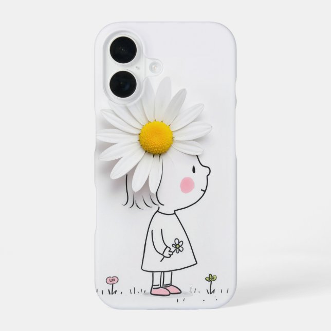 Little Girl and White Daisy iPhone Case (Back)