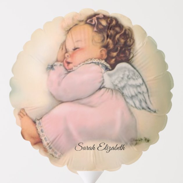 Little Girl Angel sleeping on a cloud Balloon | Zazzle