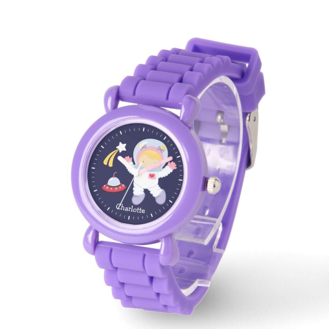 Little Girl Astronaut Personalized Watch (Angle)
