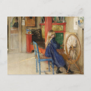 Little Girl at Spinning Wheel Postcard
