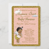 Little Girl Baby Shower Invitation,pink, gold Invitation (Front)