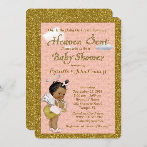 Little Girl Baby Shower Invitationpink gold Invitation