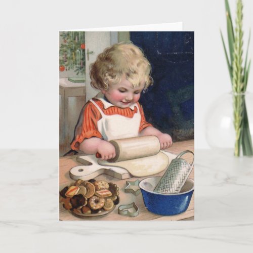 Little Girl Baking Cookies Card
