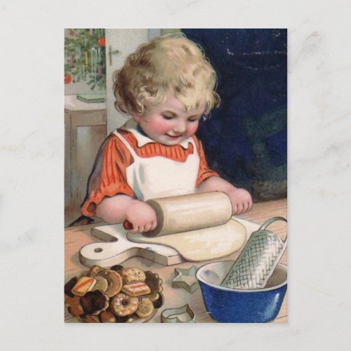 Little Girl Baking Cookies Postcard