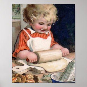 Little Girl Baking Cookies Poster