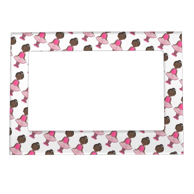 Little Girl Ballerina Ballet Dancer Pink Rose Tutu Magnetic Picture Frame (Front)