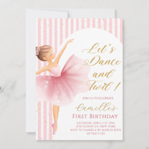 Little Girl Ballerina birthday Party Invitation