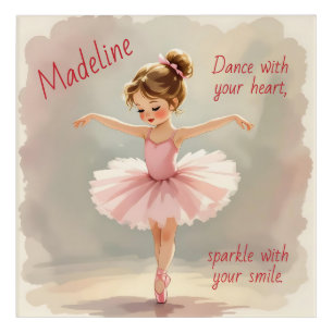 Little Girl Ballerina in Pink Tutu Personalized Acrylic Print