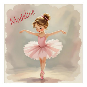 Little Girl Ballerina in Pink Tutu Personalized Acrylic Print