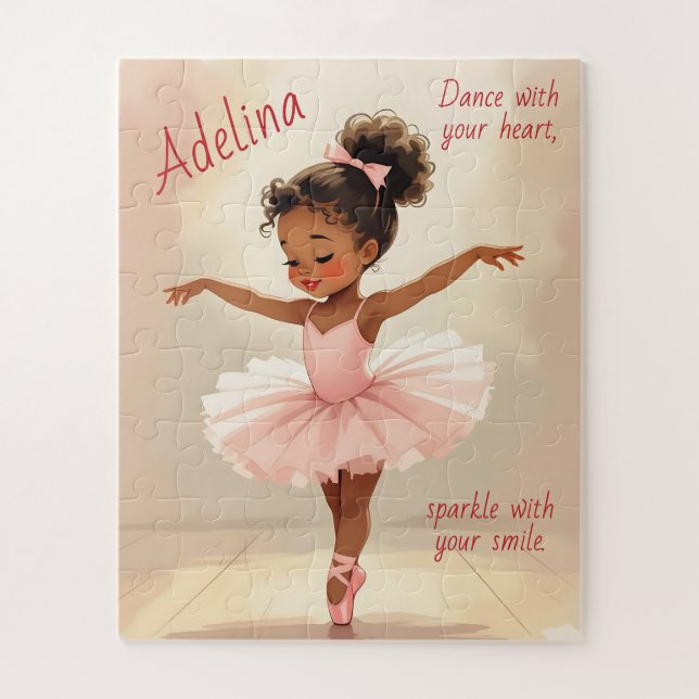 Little Girl Ballerina in Pink Tutu Personalized Jigsaw Puzzle (Vertical)