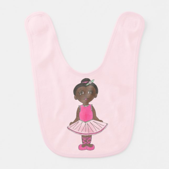 Little Girl Ballet Dancer Ballerina Pink Rose Tutu Bib (Front)