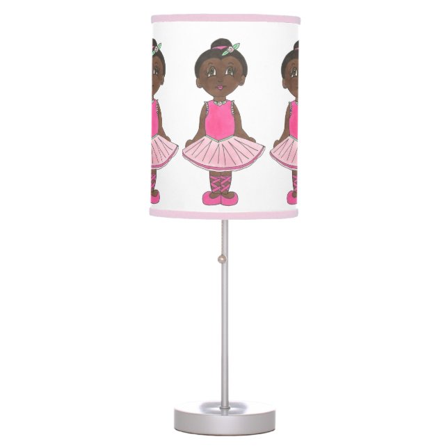 Little Girl Ballet Dancer Ballerina Pink Rose Tutu Table Lamp (Front)