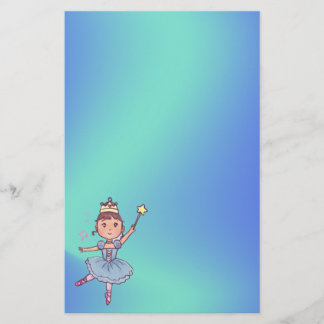 Little Girl Ballet Dancer With Crown and Wand Scra Stationery