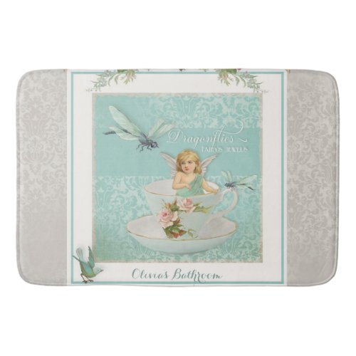 Little Girl Bathroom Decor Fairies in Teacup Art Bathroom Mat