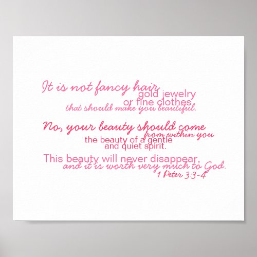 Little Girl Beauty Scripture Poster