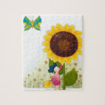 Little Girl Big Sunflower Puzzle at Zazzle