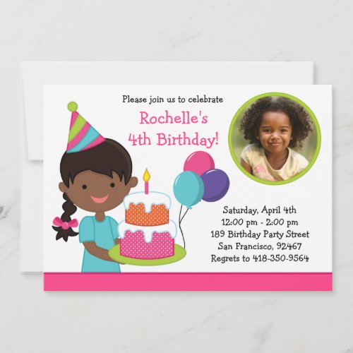 Little Girl Birthday Party Invitation