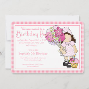 Little Girl Birthday Party Invite Country Girl d8