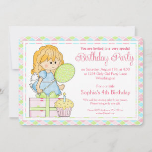 Little Girl Birthday Party Invite Girly Girl d2