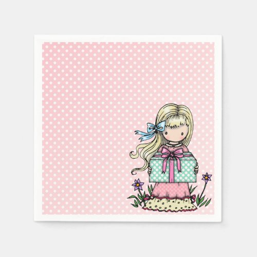 Little Girl Birthday Party Pink Polka Dot Napkins