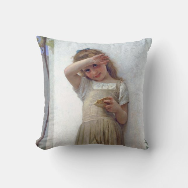 Little Girl, Bouguereau Throw Pillow (Front)