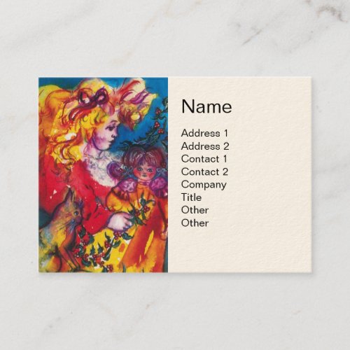 LITTLE GIRLCAT AND PRETTY DOLL White Business Card