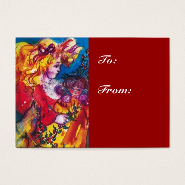 LITTLE GIRL,CAT,PRETTY DOLL Red Christmas Gift (Front)