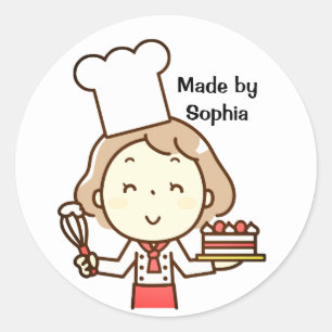 Little Girl Chef Christmas Classic Round Sticker