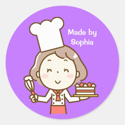 Little Girl Chef Classic Round Sticker