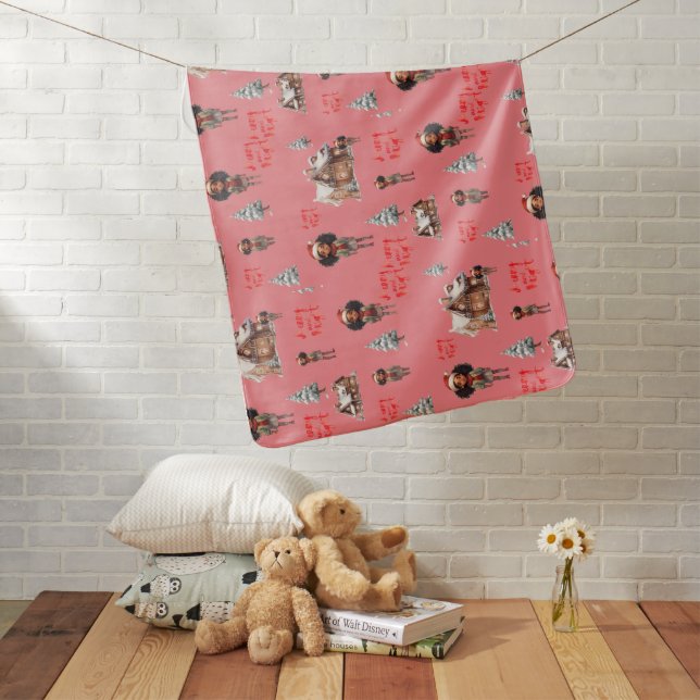 Little Girl Christmas Holiday Baby Blanket (In Situ)