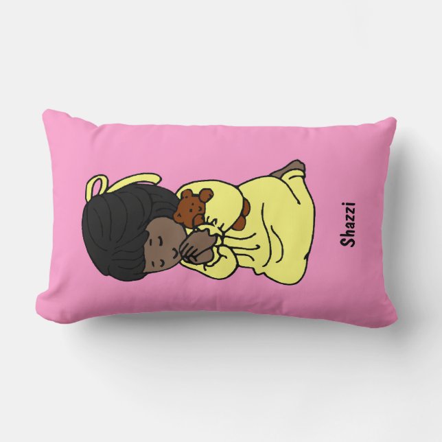 Little Girl Custom Prayer Pillow: African-American Lumbar Pillow (Front)