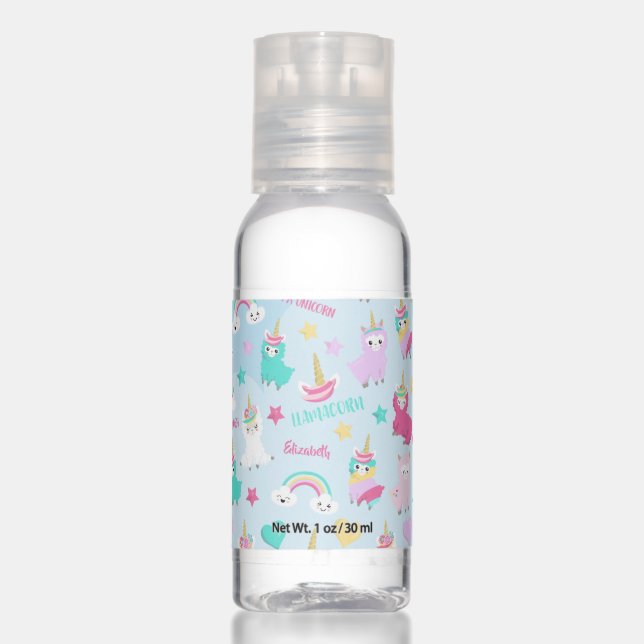 Little Girl Cute Llamacorn Pastel Pattern Hand Sanitizer (Front)