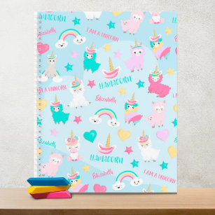Little Girl Cute Llamacorn Pastel Pattern Notebook
