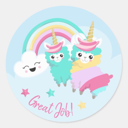 Little Girl Cute Llamacorn Pastel Reward Sticker