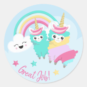 Little Girl Cute Llamacorn Pastel Reward Sticker