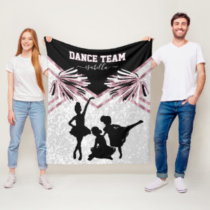 Little Girl Dance Team Black, White and Rose Pink  Fleece Blanket