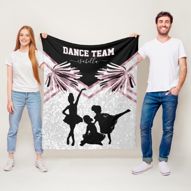 Little Girl Dance Team Black, White and Rose Pink  Fleece Blanket (In Situ)