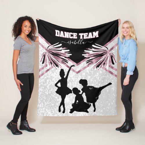 Little Girl Dance Team Black White and Rose Pink  Fleece Blanket